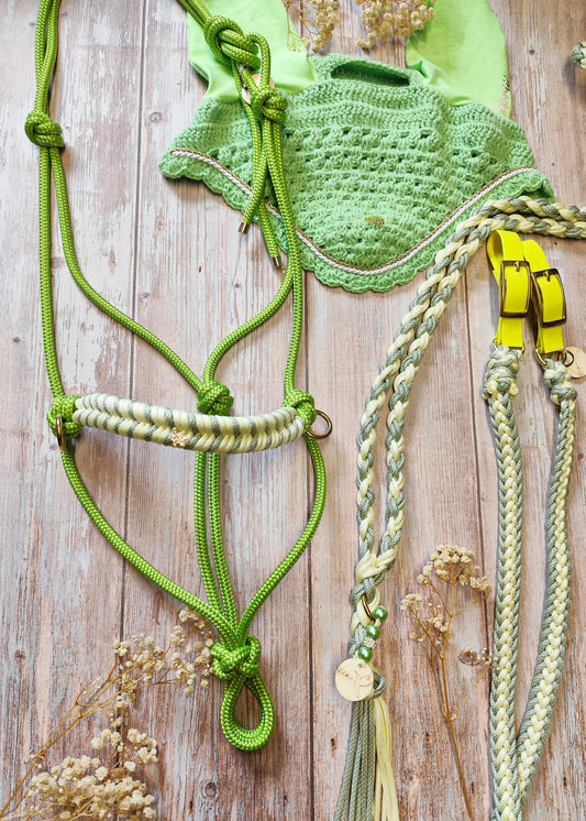 Knotenhalfter Set "Green Leaf"